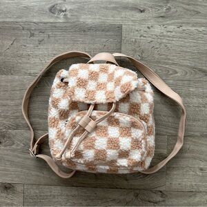 Wild Fable Tan and White Checkered Backpack